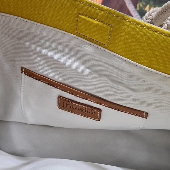 J. McLaughlin Harper Handbag‎ Yellow White Striped Tote Bag NWT - Picture 3 of 9